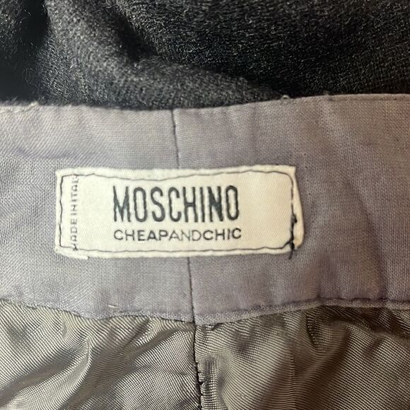 Moschino Cheap & Chic Gray  Wool Pants With Flower Detail - Picture 8 of 9